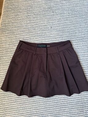 English Factory Dark Brown Pleated Mini Skirt/skort Sz S